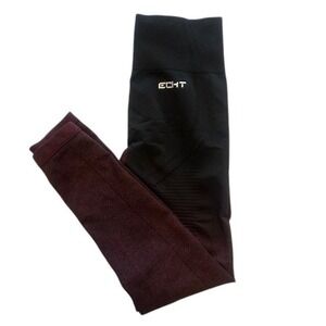 Echt Arise Ombre Full Length Leggings High Waist Workout Black‎ to Red Sz Med